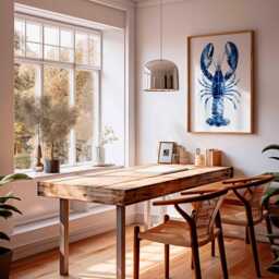 Blue Lobster Wall Art Print, Nautical Coastal Decor, Ocean Animal Poster, Beach House Artwork, Modern Marine Life Illustration - thumbnail 3
