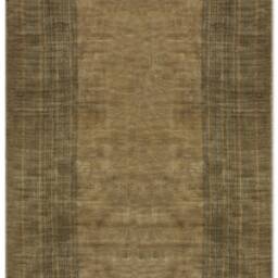 Hand Knotted Wool Area Rug, Tan Border Design Carpet - thumbnail 2