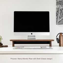Wood Monitor Stand - Solid Walnut Riser Custom Width For Workspace - thumbnail 3