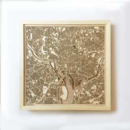 Washington Dc Wooden Map - Laser Cut Pinewood Streets, Framed Wall Art - thumbnail 1