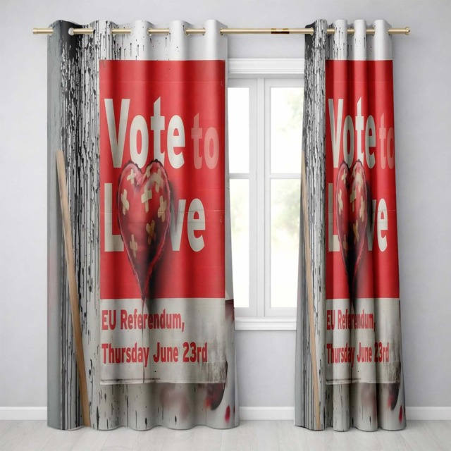 Bandaged Red Heart Political Poster Pop Art Unique Vibrant Artwork For Home Decor Readymade Eyelet Ring Top Thermal 100% Blackout Curtains - image 1
