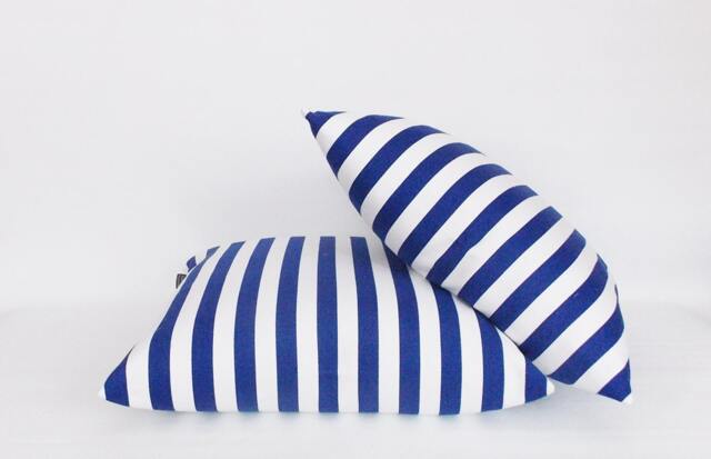 Navy White Striped Pillow Cover Indoor Outdoor Decor - image 1