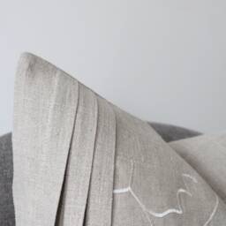 Linen Cushion Cover, Oeko-Tex Certified Linen, Neutral Embroidered Scatter Cushions, Decorative Soft Fabric - thumbnail 2