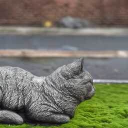 Garden Cat Statue Concrete Memorial Figurine Stone Kitty Decoration Pet Animal Ornament Cat Lover Gift Home Decor Gift - thumbnail 4