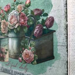 Vintage Flower Market Roses Wall Hanging Picture Plaque Grey Shabby Chic Sign - thumbnail 3