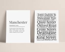 Manchester Definition & Street Print Set, Prints, Prints For Mancunians - thumbnail 1