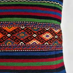 Kilim Cushion Cover, Handmade Multicolour Turkish Cushion, Pillow, Large Square Navajo 24''x24''/60x59 cm - thumbnail 2