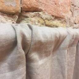 Beige Linen Curtain Panel Stone Wash Finish, Custom Sizes - thumbnail 4