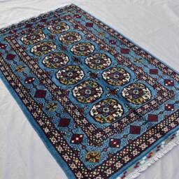 3x5 Steel Blue Handmade Afghan Oriental Wool Carpet - Bedroom Rug - thumbnail 2