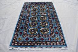 3x5 Steel Blue Handmade Afghan Oriental Wool Carpet - Bedroom Rug - thumbnail 1