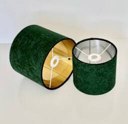 New Hq Luxury Crushed Velvet Lamp Shade Pendant Light Copper, Silver, Gold Panels -Bottle Green