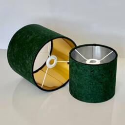 New Hq Luxury Crushed Velvet Lamp Shade Pendant Light Copper, Silver, Gold Panels -Bottle Green - thumbnail 2