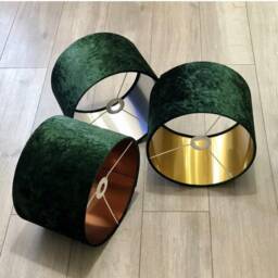 New Hq Luxury Crushed Velvet Lamp Shade Pendant Light Copper, Silver, Gold Panels -Bottle Green - thumbnail 3