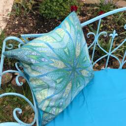 Green Showerproof Cushion For Garden - Mint Lime Exterior Accent Pillow Furniture Decorative in Sea Colours Gift - thumbnail 1