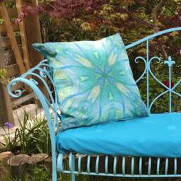 Green Showerproof Cushion For Garden - Mint Lime Exterior Accent Pillow Furniture Decorative in Sea Colours Gift - thumbnail 3