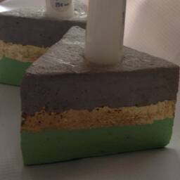 2 Triangular Concrete Candle Holders, Gilded Cement Contemporary Minimalist Industrial Decor - thumbnail 3