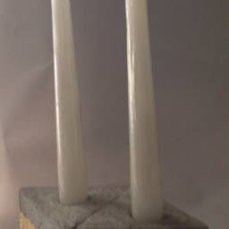 2 Triangular Concrete Candle Holders, Gilded Cement Contemporary Minimalist Industrial Decor - thumbnail 4