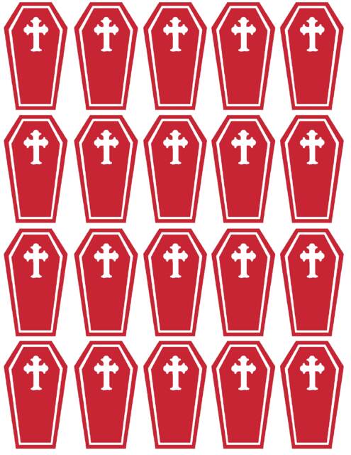 20 X Vinyl Coffin Shaped Stickers, Decal, Mural, Transfer. Halloween, Cardmaking, Scrapbooking, Crafting, Wall, Window, Mirror, Car Decor - image 1