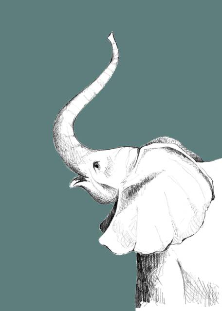 Elephant Illustration, Kids Illustration, Animals Room Decor, Print 21x30, Wall Art - image 1