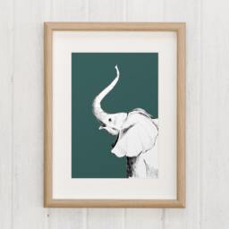 Elephant Illustration, Kids Illustration, Animals Room Decor, Print 21x30, Wall Art - thumbnail 2