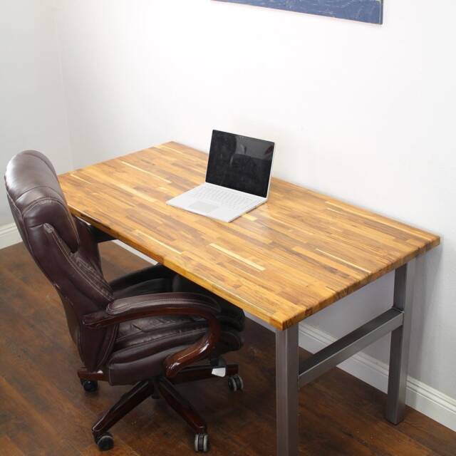 Modern Desk/Steel & Wood Industrial Urban Furniture Rustic Office Butcher Block Desk Standing - image 1