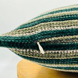 striped Green Pillow Cover, Textured Woven Cotton Wool Blend, Summer Decor - thumbnail 2