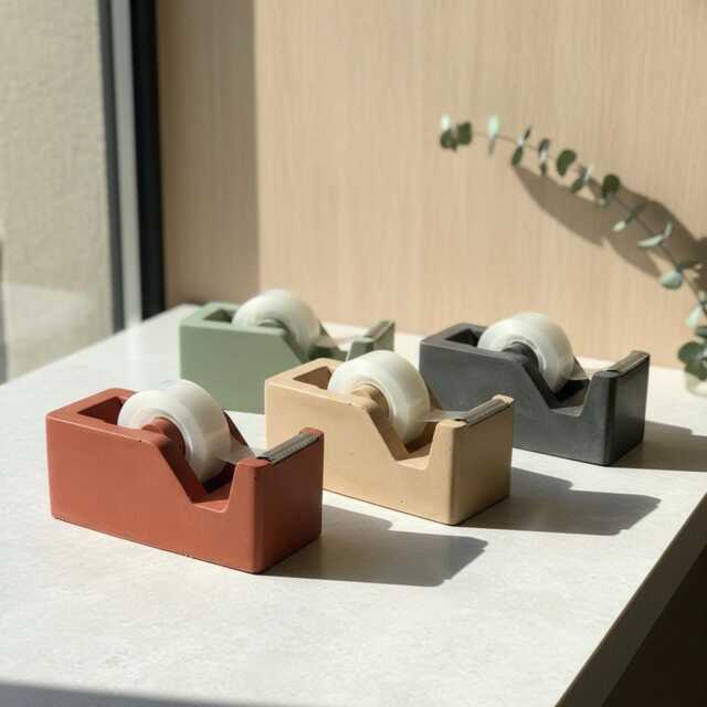 Modern Concrete Tape Dispenser Sleek Industrial Office Desk Accessory For Stylish Organization - image 1