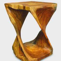 Teak Root Driftwood Twist Lamp Table/stool - Handmade, Rustic Natural Wood - thumbnail 3