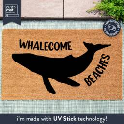 Whalecome Beaches Welcome Door Mat - Funny Whale Doormat Housewarming Animal Lover Custom Ocean Rug - thumbnail 1