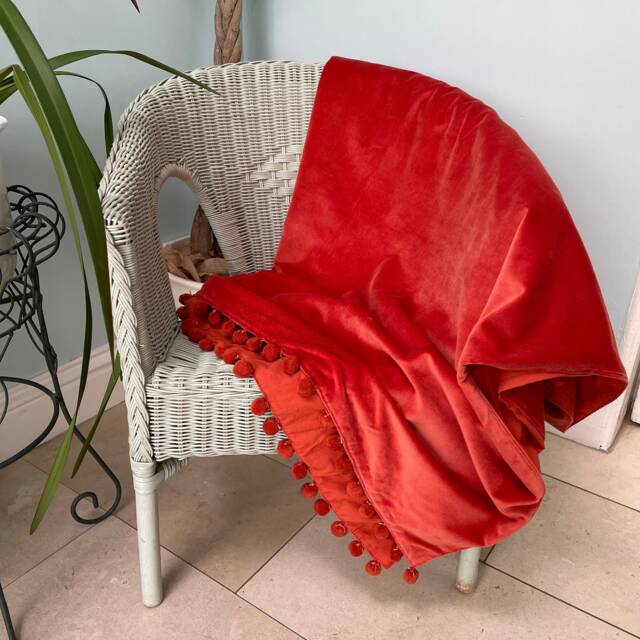 Glamorous Velvet Throw, Bedspread, Sofa Throws, Pom Throw Blanket, Cotton Blanket With Pom Pots - image 1