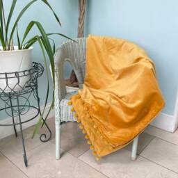 Glamorous Velvet Throw, Bedspread, Sofa Throws, Pom Throw Blanket, Cotton Blanket With Pom Pots - thumbnail 2