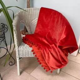 Glamorous Velvet Throw, Bedspread, Sofa Throws, Pom Throw Blanket, Cotton Blanket With Pom Pots - thumbnail 1