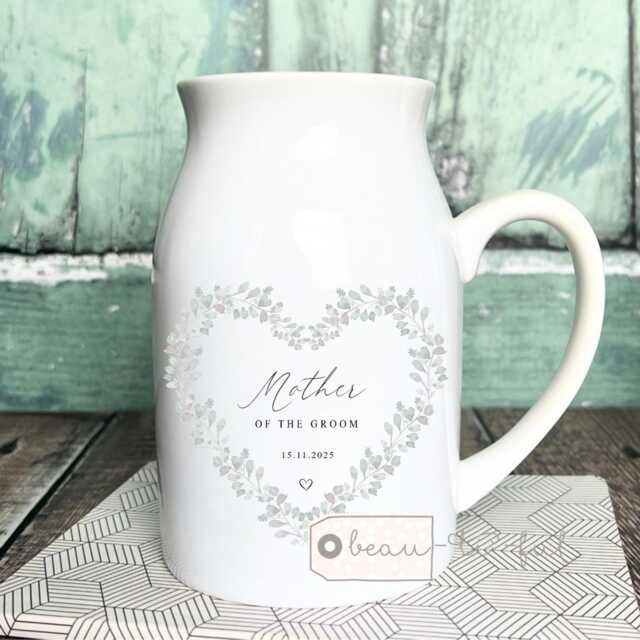 Personalised Ceramic Mother Of Bride Gift Groom Mum Wedding Keepsake Small Vase Jug Mug Gift From Son Daughter - image 1