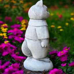 Concrete Cat Statue Standing On Hind Legs, Dressed in Costume, Funny Garden Ornament, Outdoor Decor, Animal Lover Gift, Unique Figurine - thumbnail 4