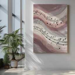 Modern Abstract Music Art Print Pink Blush Neutral Flowing Melody - thumbnail 3