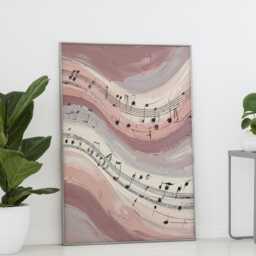 Modern Abstract Music Art Print Pink Blush Neutral Flowing Melody - thumbnail 2
