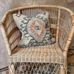 Jute Punja Hand-Woven Cushion Cover - Geometric Pattern, Natural & Terracotta, 50 X 50cm - thumbnail 2