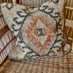 Jute Punja Hand-Woven Cushion Cover - Geometric Pattern, Natural & Terracotta, 50 X 50cm - thumbnail 3