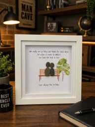 Personalised Uncle Gift, Pebble Art Frame, Birthday Gift For Uncle, Gift From Niece & Nephew, Keepsake Family Frame, Wall Decor, For Him - thumbnail 1