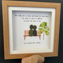 Personalised Uncle Gift, Pebble Art Frame, Birthday Gift For Uncle, Gift From Niece & Nephew, Keepsake Family Frame, Wall Decor, For Him - thumbnail 3