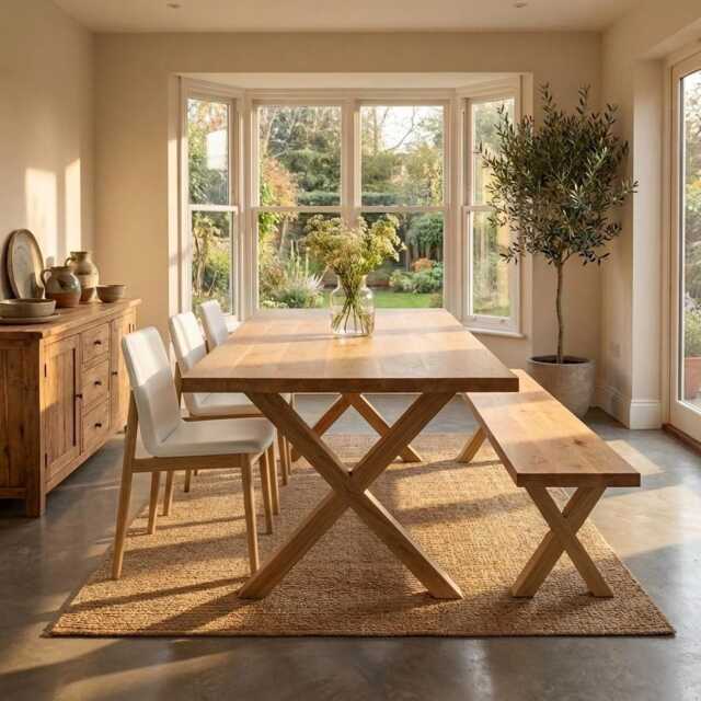 Solid Hardwood Dining Table 100cm Wide, Handmade Uk, Oak Table, Wooden Custom Size Modern Furniture - image 1