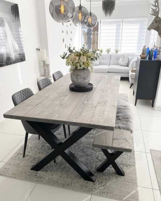 Industrial Dining Table - Reclaimed Indoor Steel Frame Legs Chunky Farmhouse Oak Pine Bestseller Since 2019 - image 1