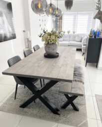 Industrial Dining Table - Reclaimed Indoor Steel Frame Legs Chunky Farmhouse Oak Pine Bestseller Since 2019 - thumbnail 1