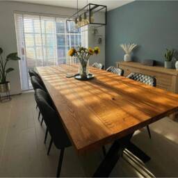 Industrial Dining Table - Reclaimed Indoor Steel Frame Legs Chunky Farmhouse Oak Pine Bestseller Since 2019 - thumbnail 2