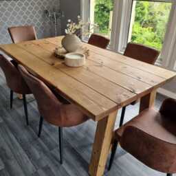 Industrial Dining Table - Reclaimed Indoor Steel Frame Legs Chunky Farmhouse Oak Pine Bestseller Since 2019 - thumbnail 3