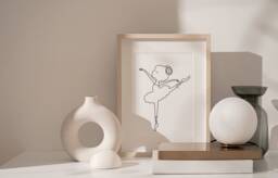 Ballerina Line Drawing Print, Digitally Drawn Tiny Dancer Printed On 250Gsm Premium Quality Paper. Available in A4 & A3 - thumbnail 1