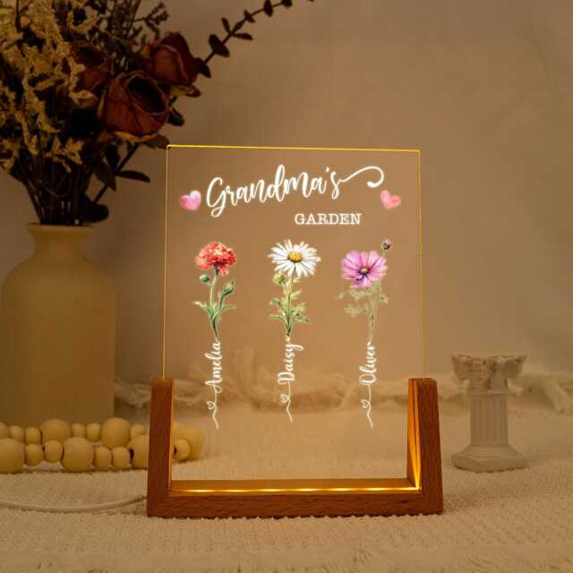 Personalized Mom's Garden Birth Month Flower Led Night Light, Grarden Mom Gift From Daughter, Mother's Day Gift, Best - image 1