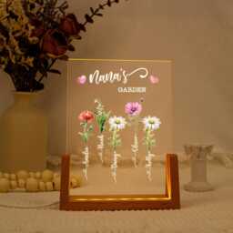 Personalized Mom's Garden Birth Month Flower Led Night Light, Grarden Mom Gift From Daughter, Mother's Day Gift, Best - thumbnail 2
