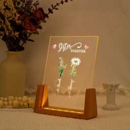 Personalized Mom's Garden Birth Month Flower Led Night Light, Grarden Mom Gift From Daughter, Mother's Day Gift, Best - thumbnail 3