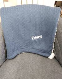 Personalised Knitted Baby Blanket Sherpa Backing, Embroidered Name